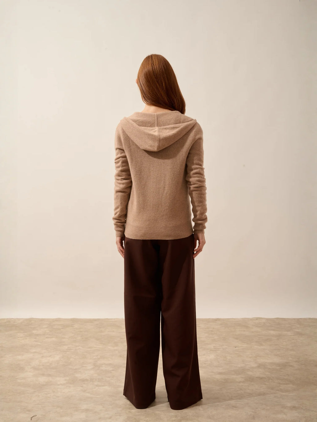 DEBBIE Weste mit Reißverschluss mit Kapuze Camel meliert