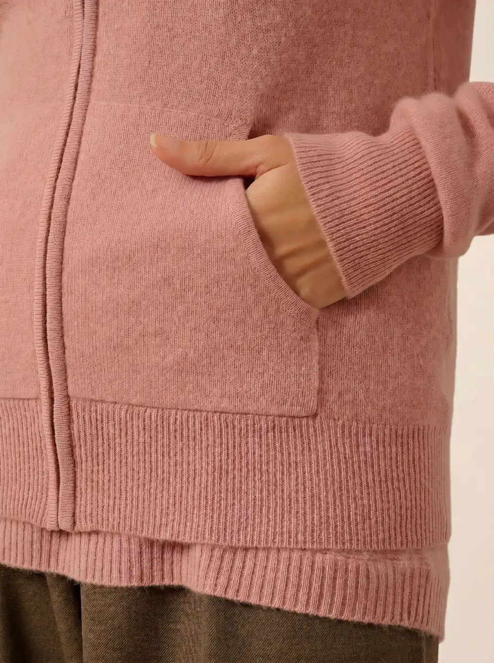 DEBBIE Gilet Zippé Capuche Bois de Rose