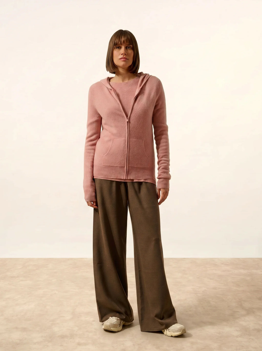 DEBBIE Gilet Zippé Capuche Bois de Rose