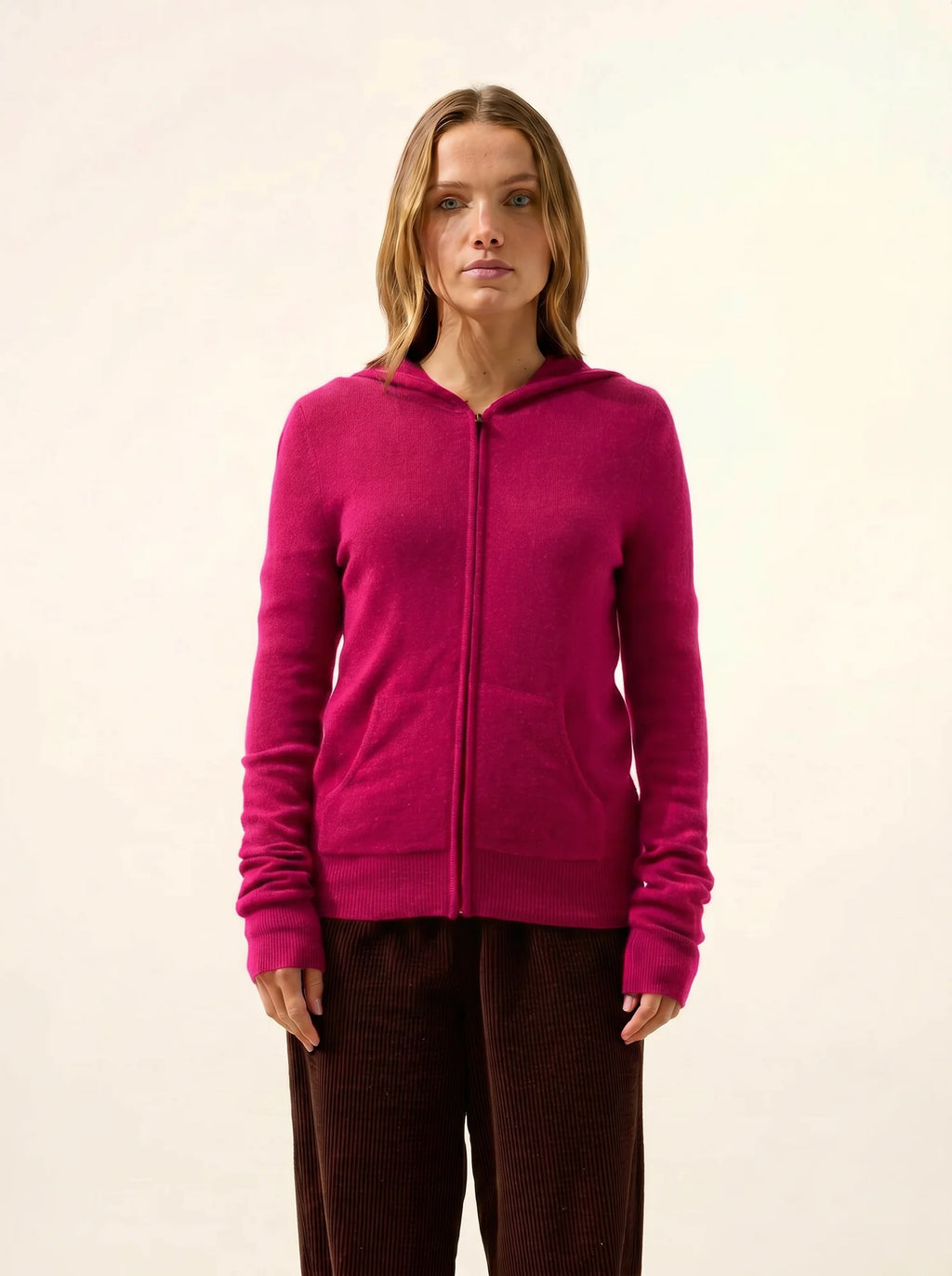 DEBBIE Gilet Zippé Capuche Fuchsia