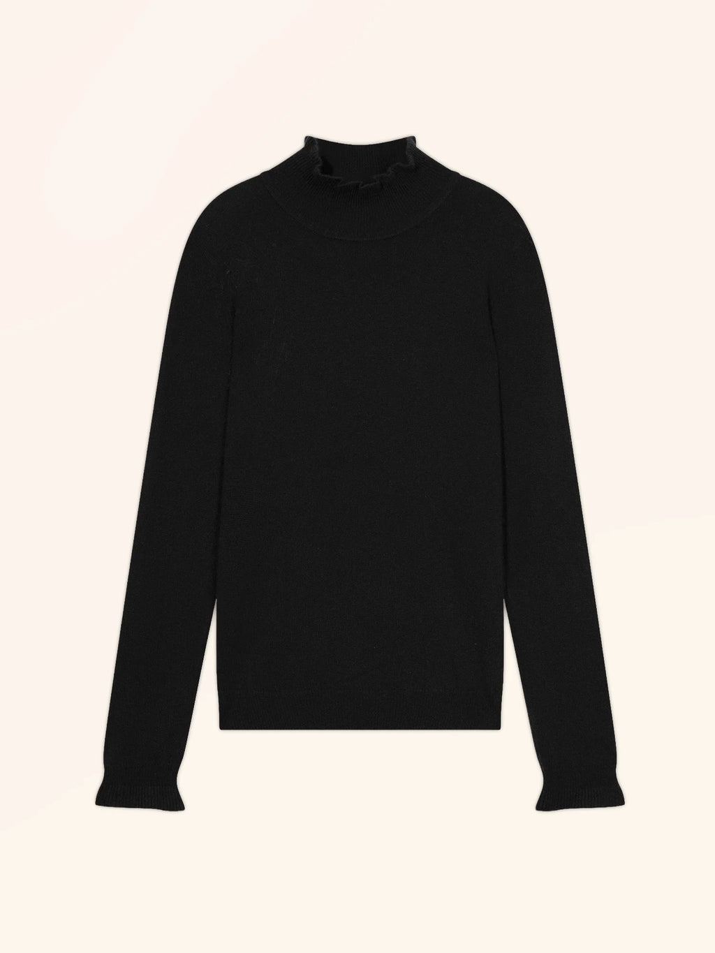 TRILA Sweater Mock Neck Ruffled Black