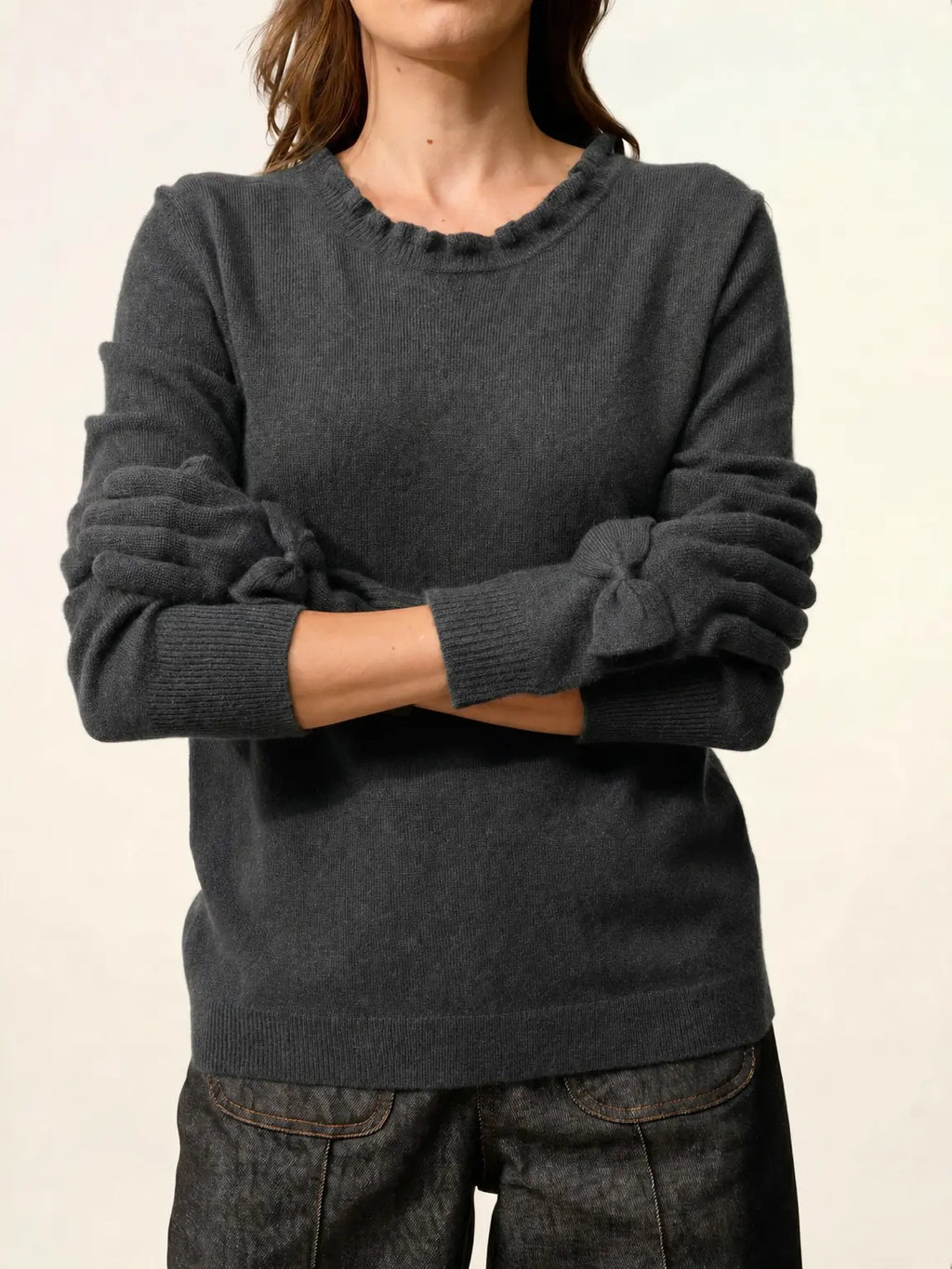 LUCY Gants 4 Fils Anthracite Chiné