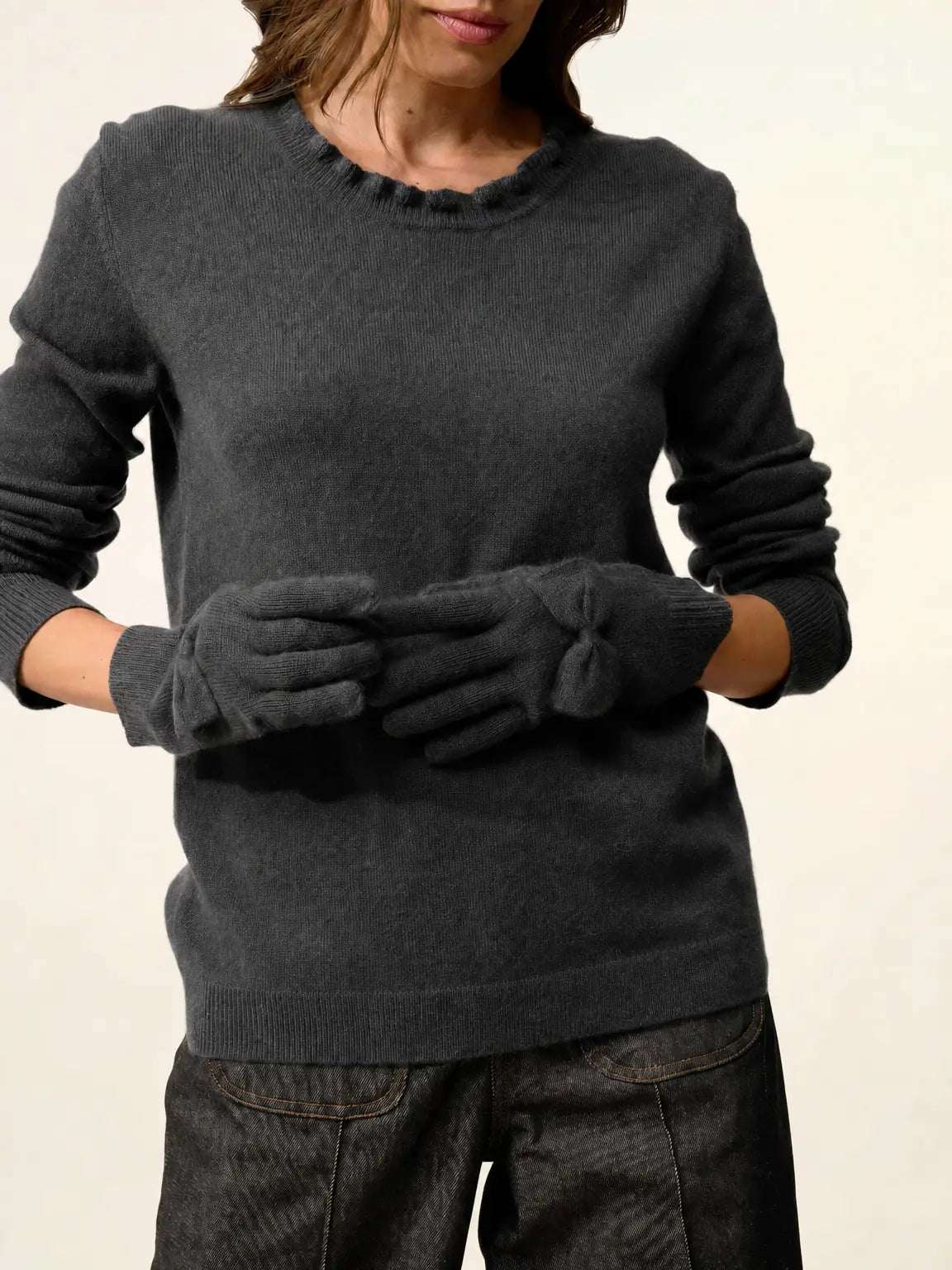 LUCY Gants 4 Fils Anthracite Chiné