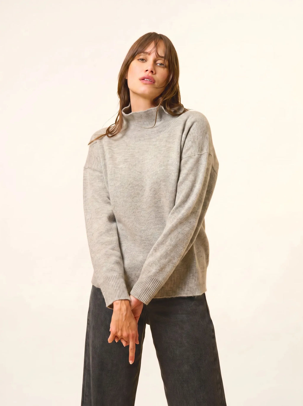 ROMY Sweater Mock Neck 4 Ply Heather Cloud