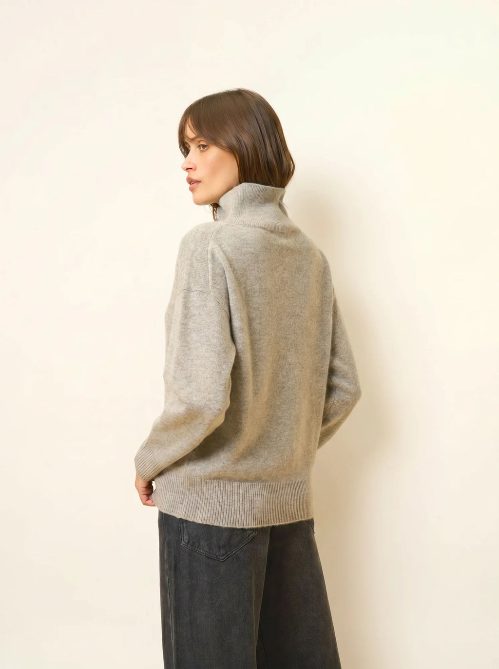 ROMY Sweater Mock Neck 4 Ply Heather Cloud