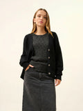 CLARA Cardigan Col V 6 Fils Noir