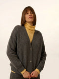 ADELE Cardigan Col V Anthracite Chiné