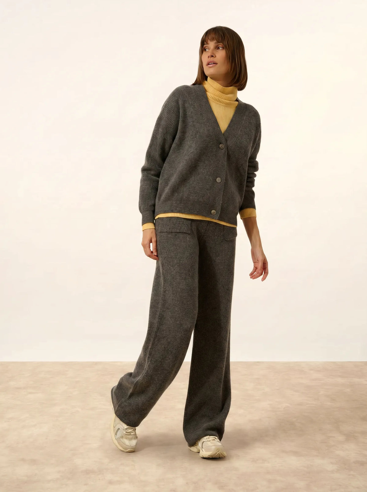 ADELE Cardigan Col V Anthracite Chiné
