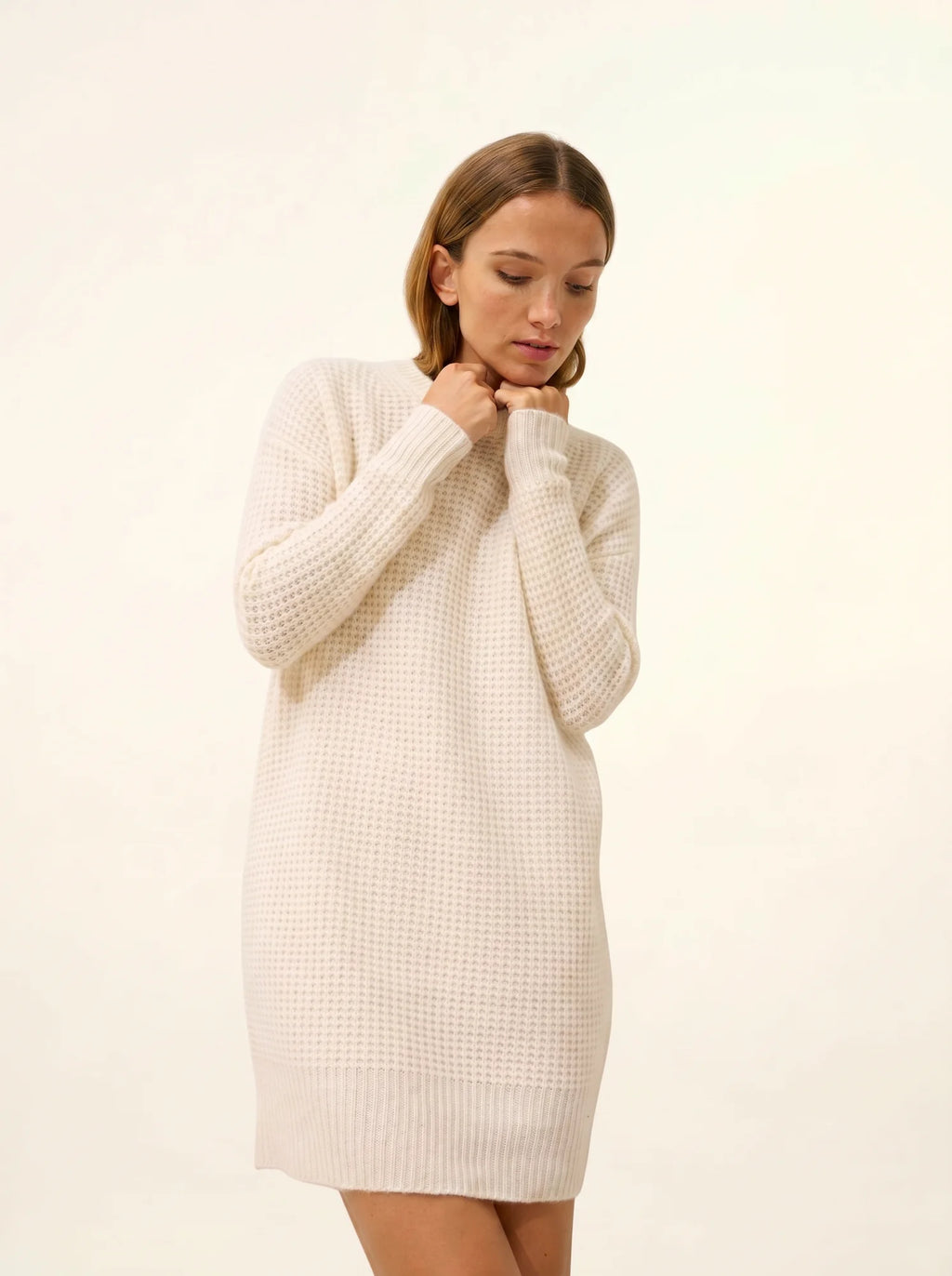 ELENA Dress Crew Neck 6 Ply Snow