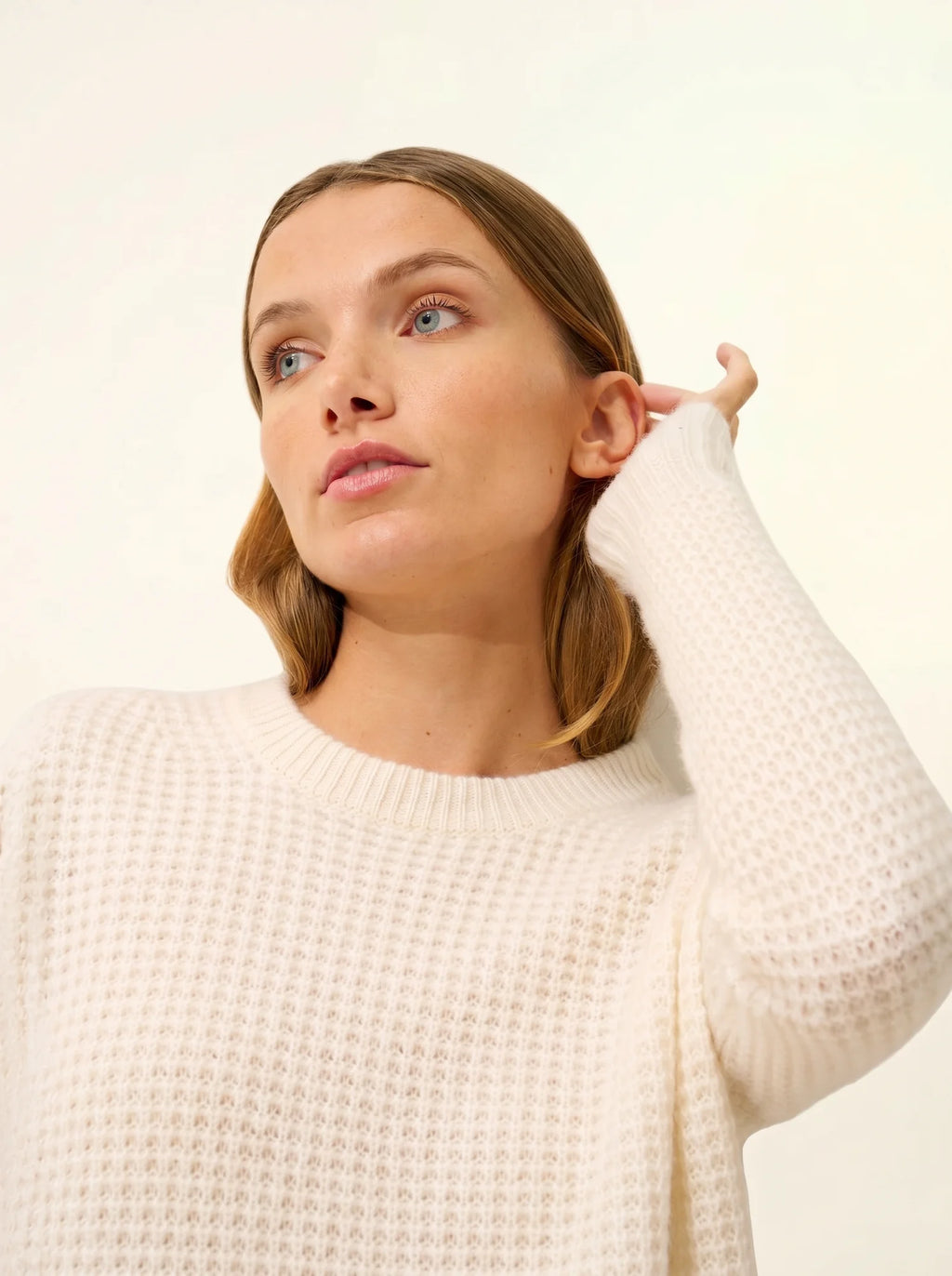ELENA Dress Crew Neck 6 Ply Snow