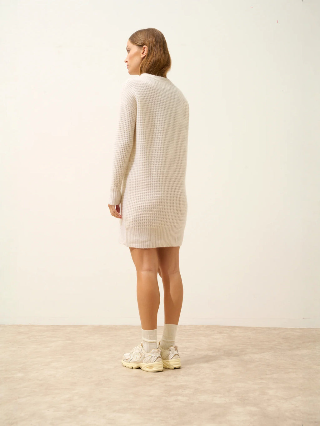 ELENA Dress Crew Neck 6 Ply Snow