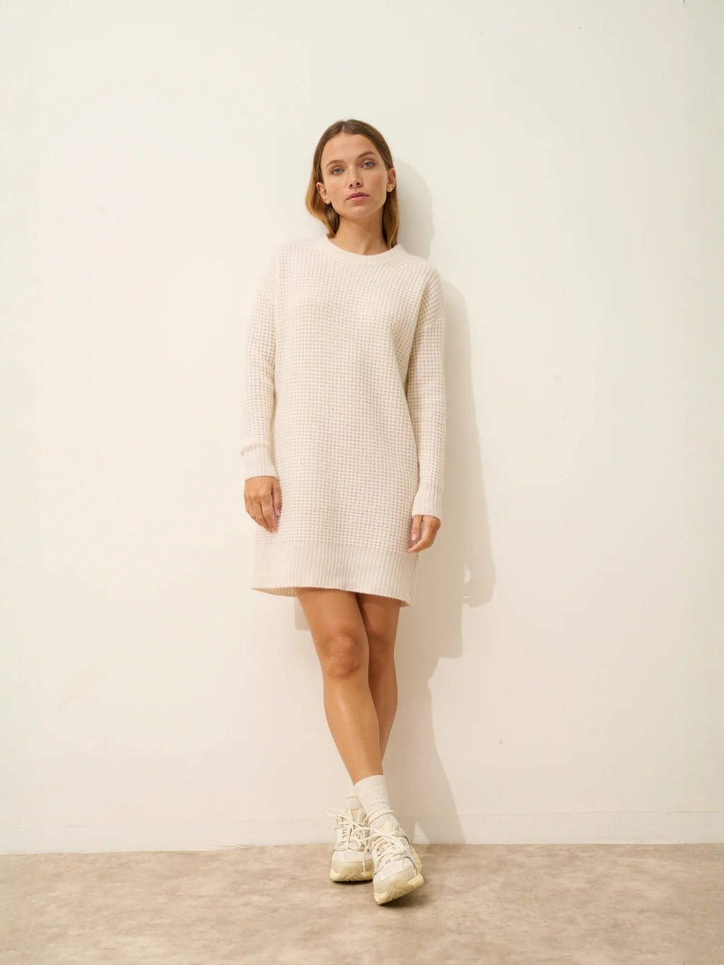 ELENA Dress Crew Neck 6 Ply Snow