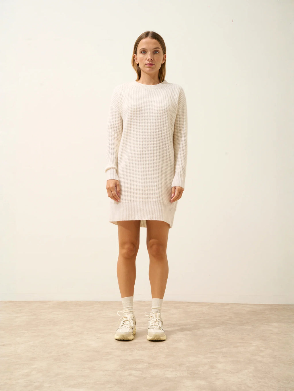 ELENA Dress Crew Neck 6 Ply Snow