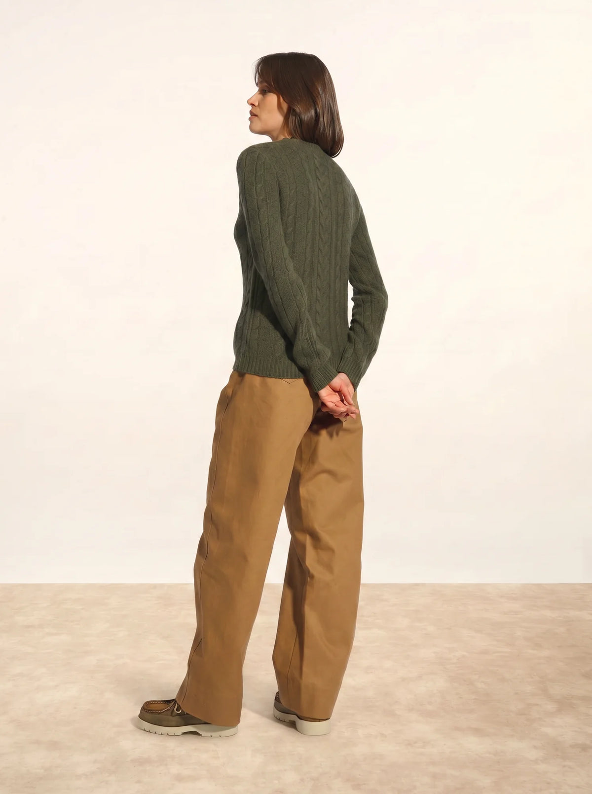 OLIVIA Pull Col Rond 8 Fils Kaki