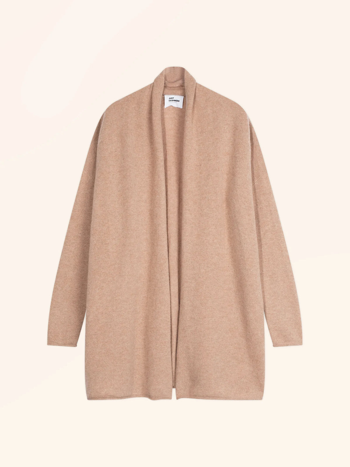 MADDIE Lange Jacke offen Schalkragen Camel meliert