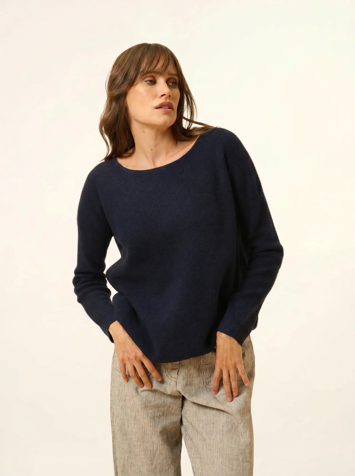ARIANA Pull Col Bateau Bleu Marine