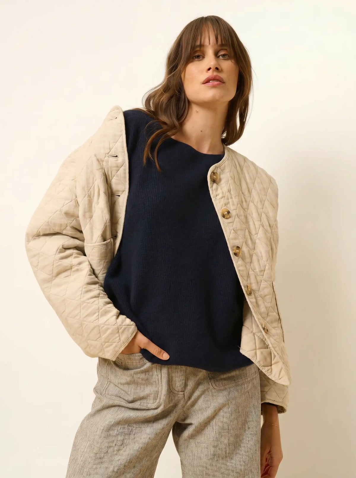 ARIANA Pull Col Bateau Bleu Marine
