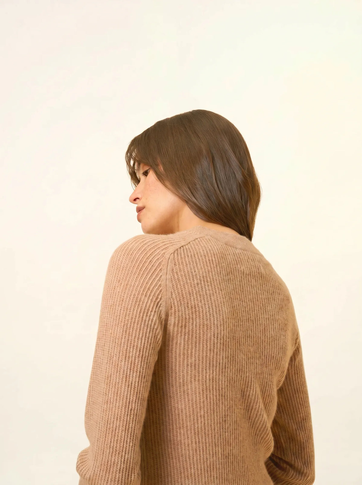 CALLIE Pull Col Rond Camel Chiné