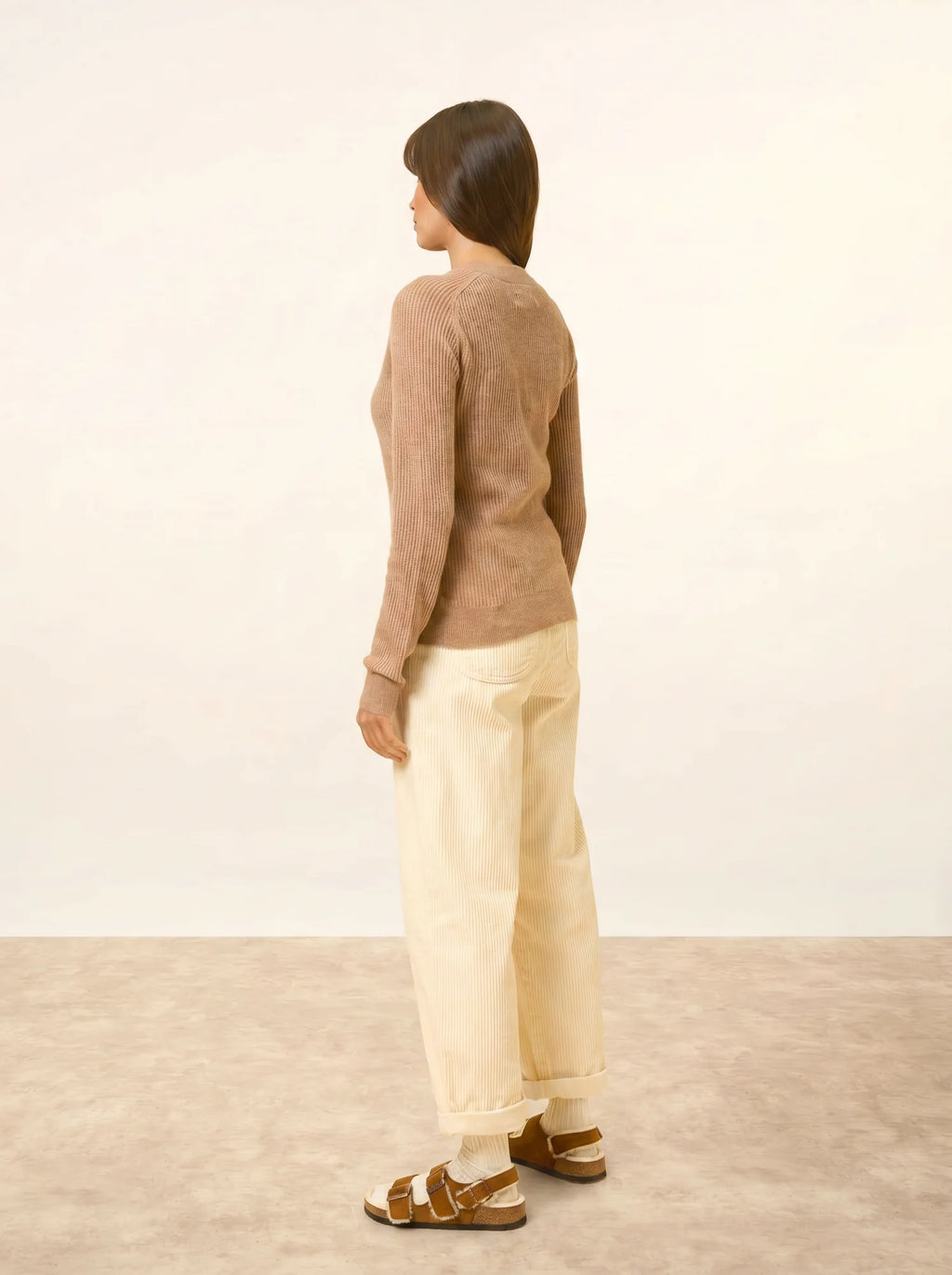 CALLIE Pull Col Rond Camel Chiné