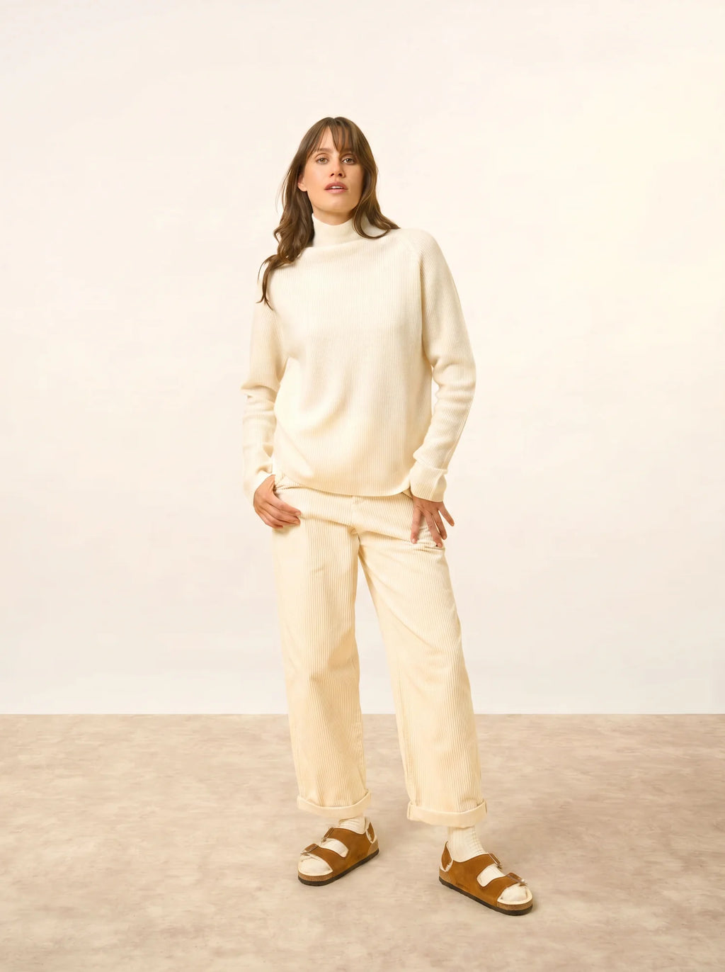 ALYSSA Pullover Stehkragen Schneeweiß