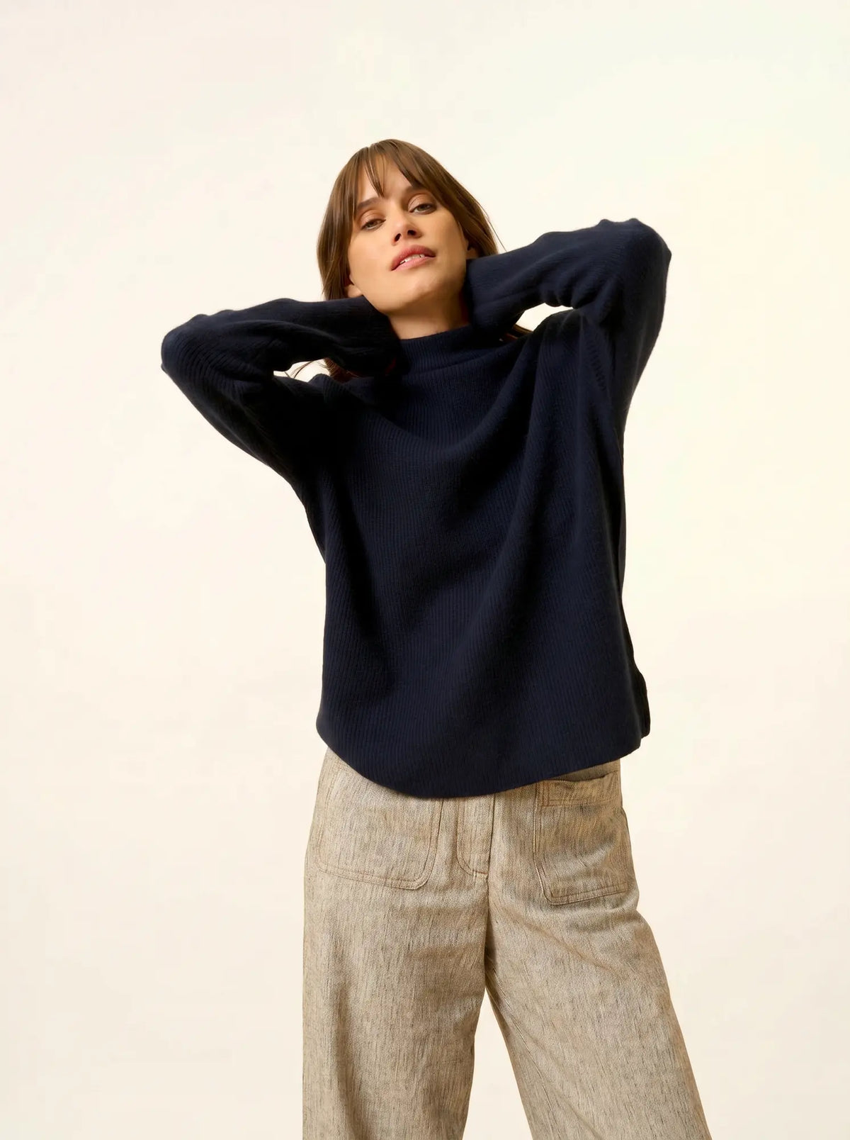 ALYSSA Pull Col Montant Bleu Marine
