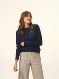 LEXINI Pullover Rundhalsausschnitt 4-fädig Marineblau