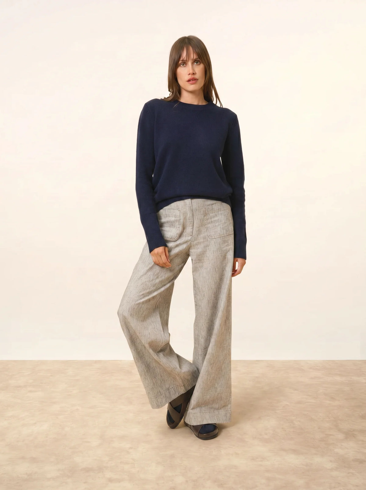 LEXINI Pullover Rundhalsausschnitt 4-fädig Marineblau