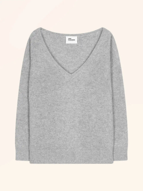 CASSIE Sweater V-Neck 4 Ply Heather Cloud