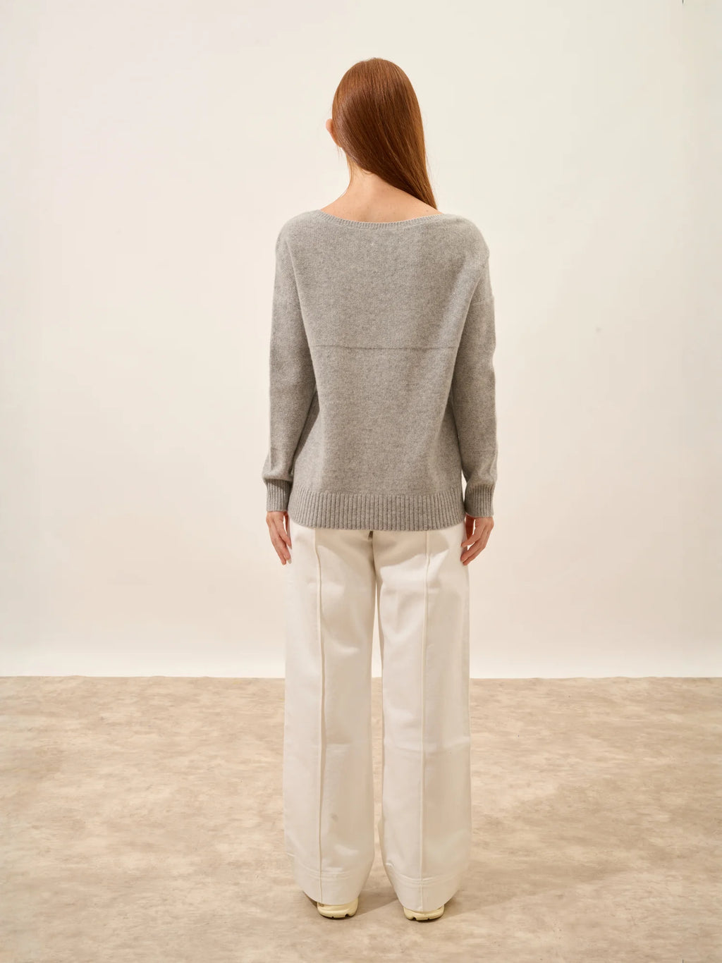 CASSIE Sweater V-Neck 4 Ply Heather Cloud