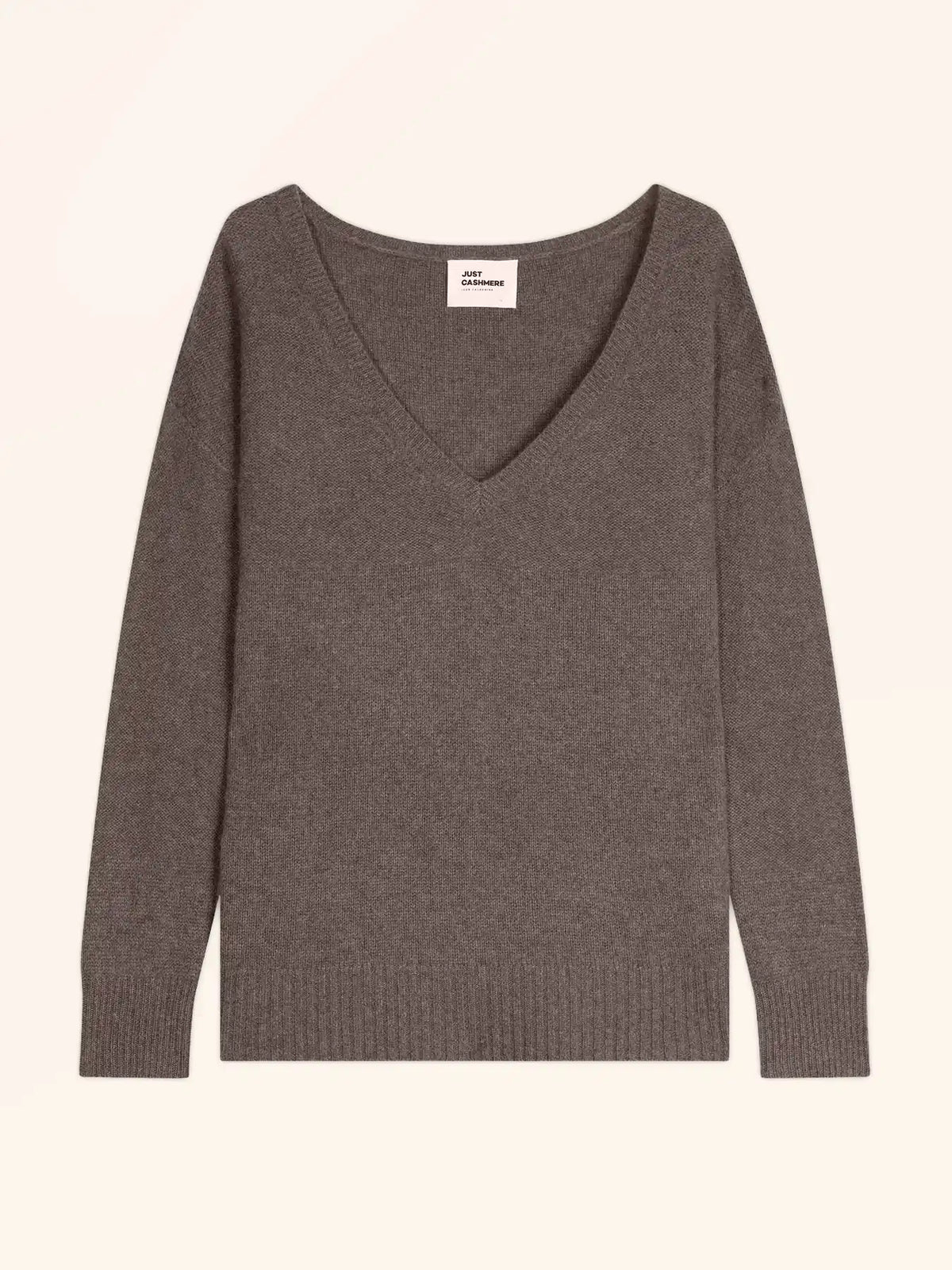 CASSIE Sweater V-Neck 4 Ply Heather Taupe