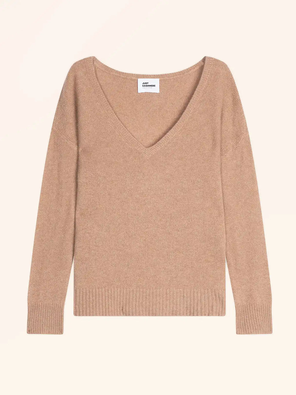 CASSIE Pull Col V 4 Fils Camel Chiné