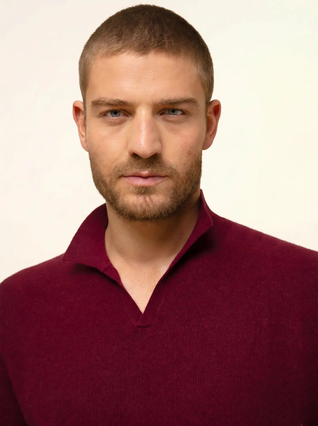 NOAH Pullover Polokragen offen Bordeaux