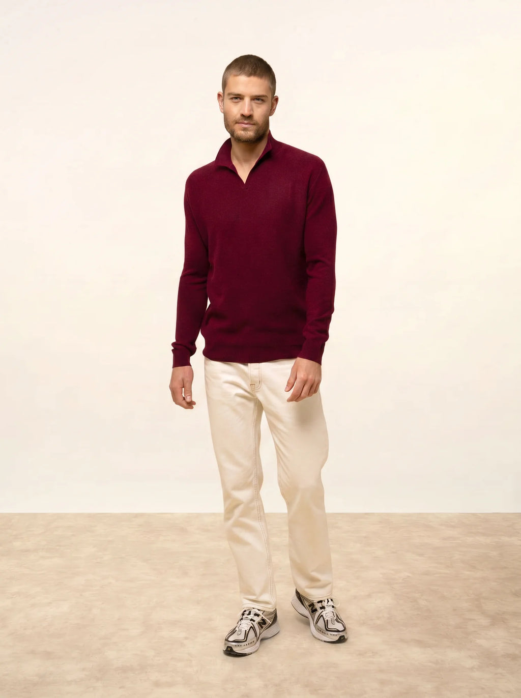 NOAH Pullover Polokragen offen Bordeaux