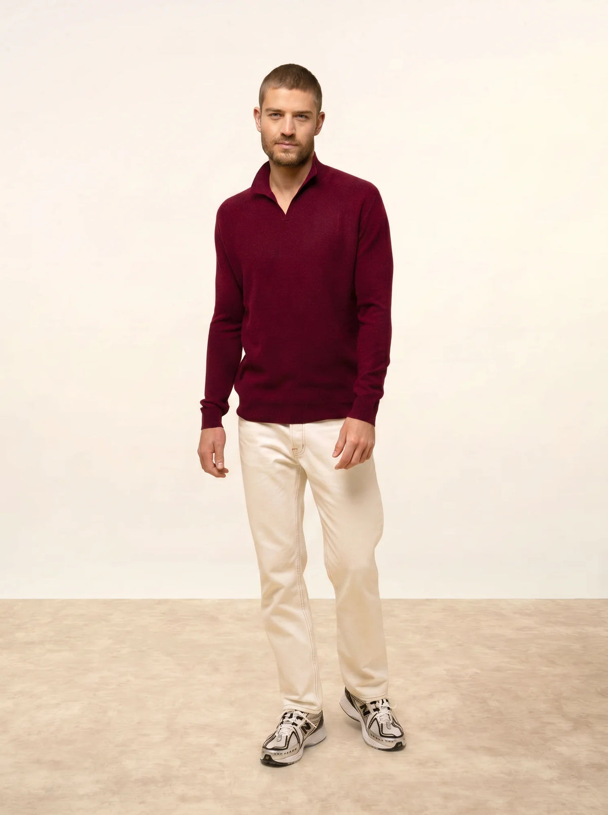 NOAH Pullover Polokragen offen Bordeaux