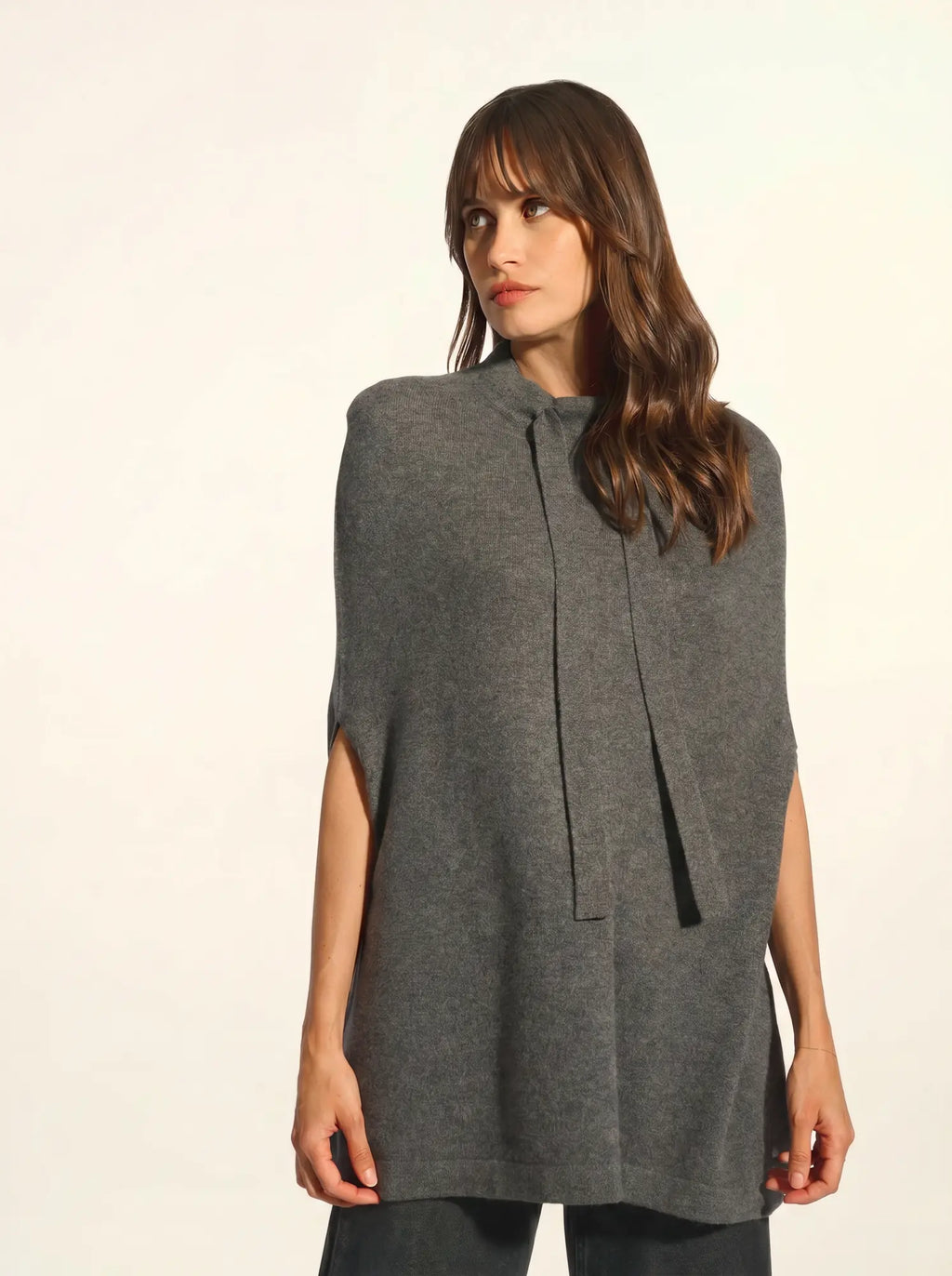 MIAMAR Cape Col Rond Cordon Coulissant Anthracite Chiné