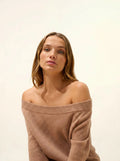 TONY Sweater Boat Neck Heather Camel