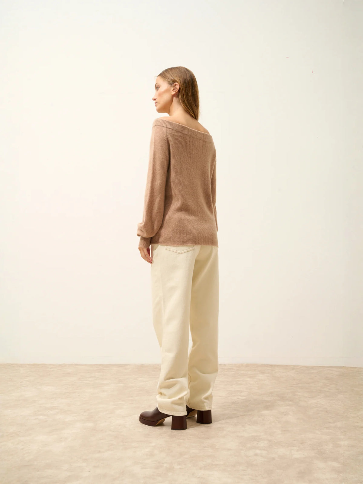 TONY Sweater Boat Neck Heather Camel