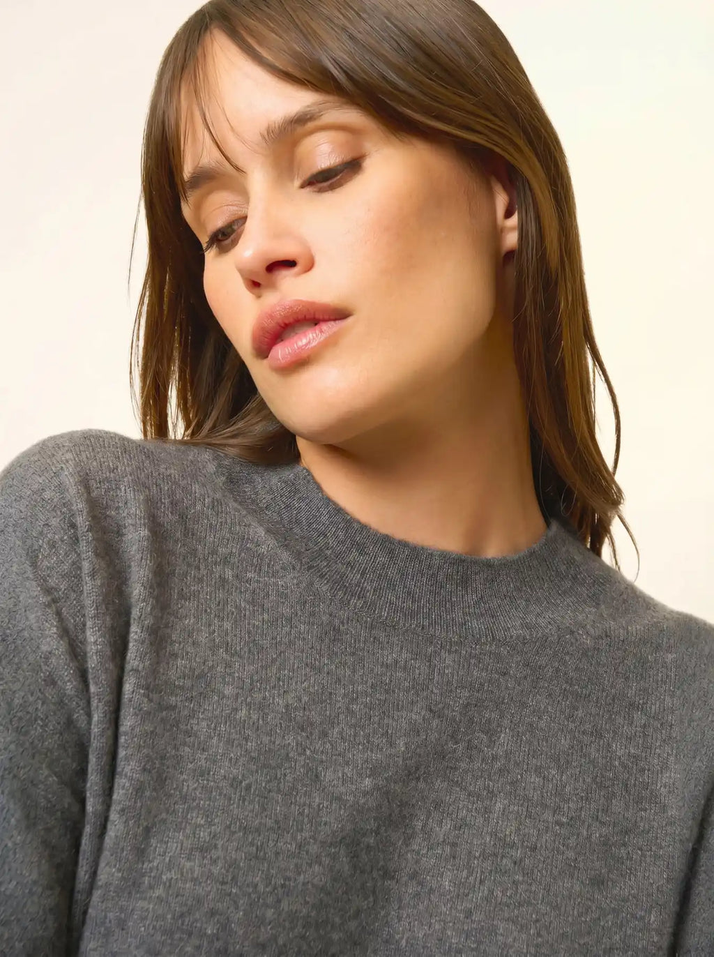 KAYLA Pull Col Rond Anthracite Chiné