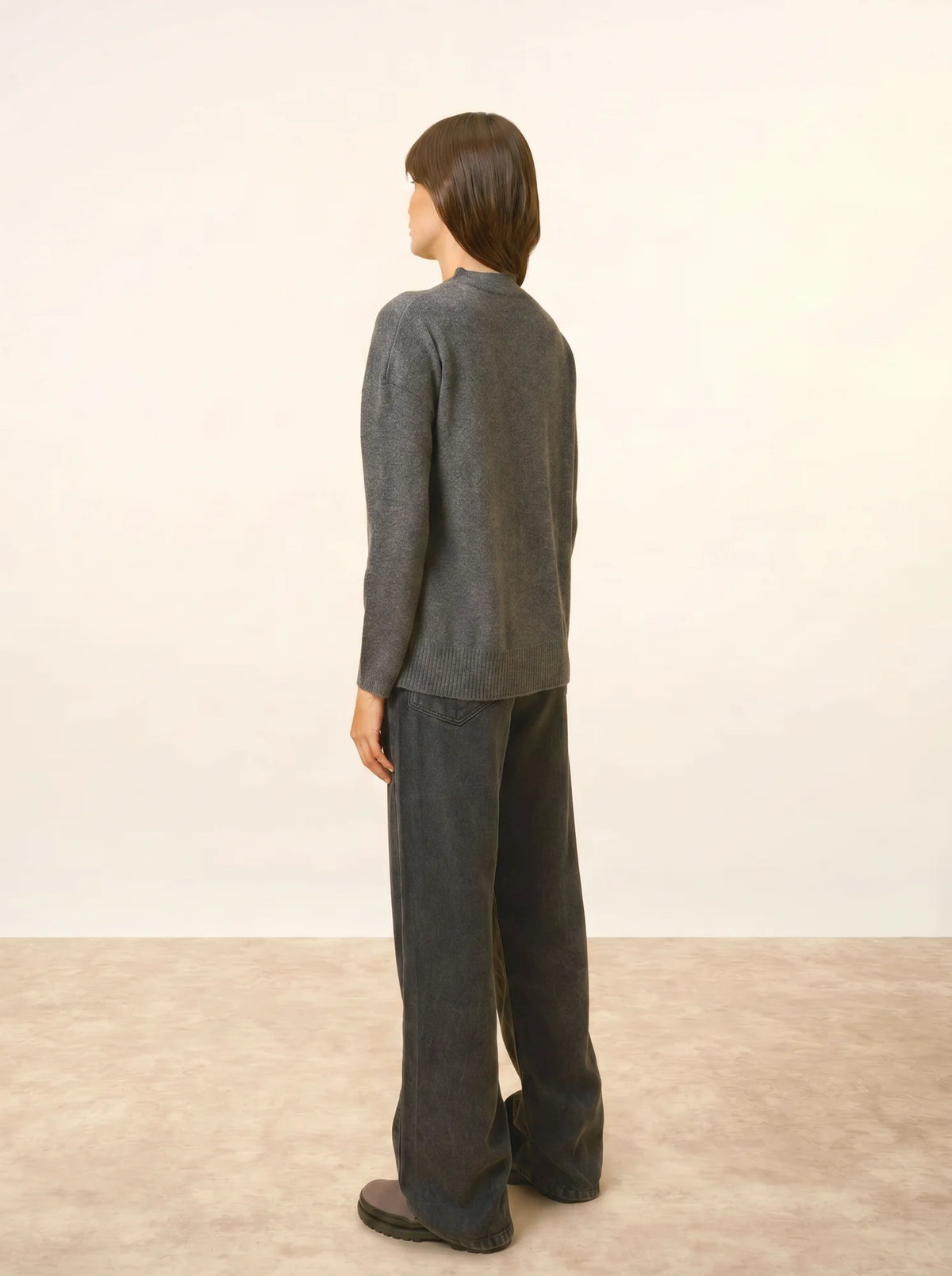 KAYLA Pull Col Rond Anthracite Chiné