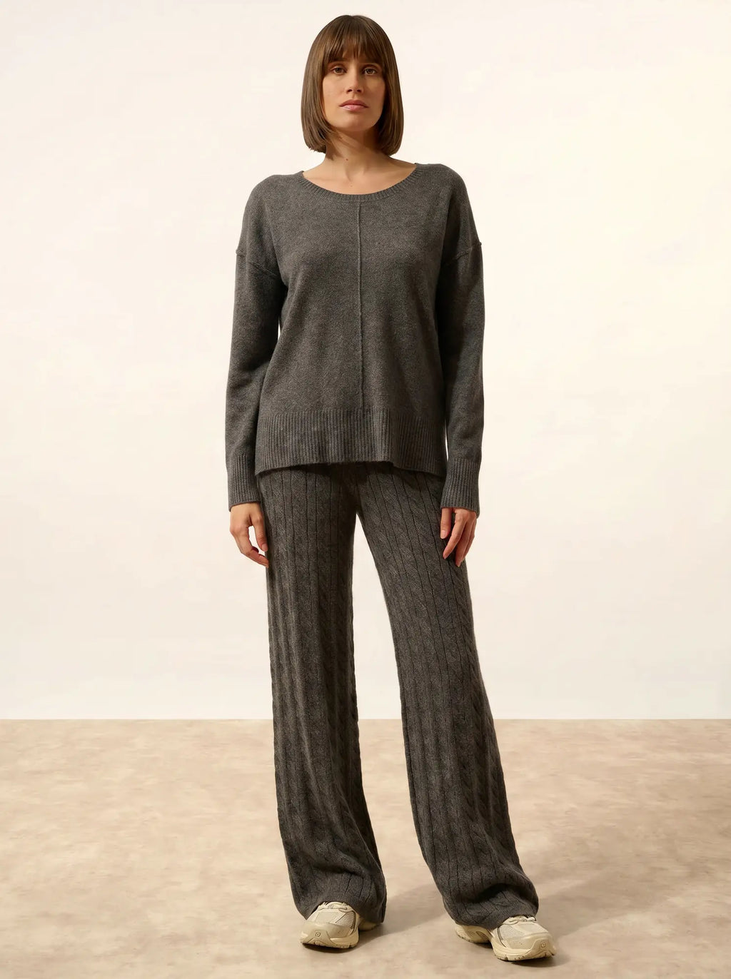 TESS Pull Col Rond Anthracite Chiné