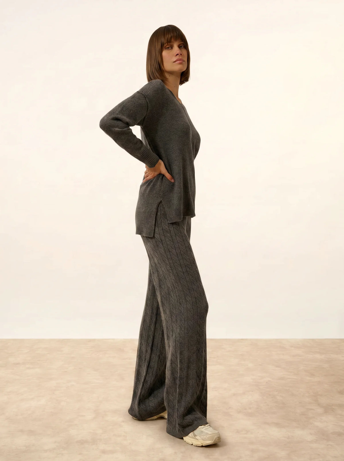 TESS Pull Col Rond Anthracite Chiné