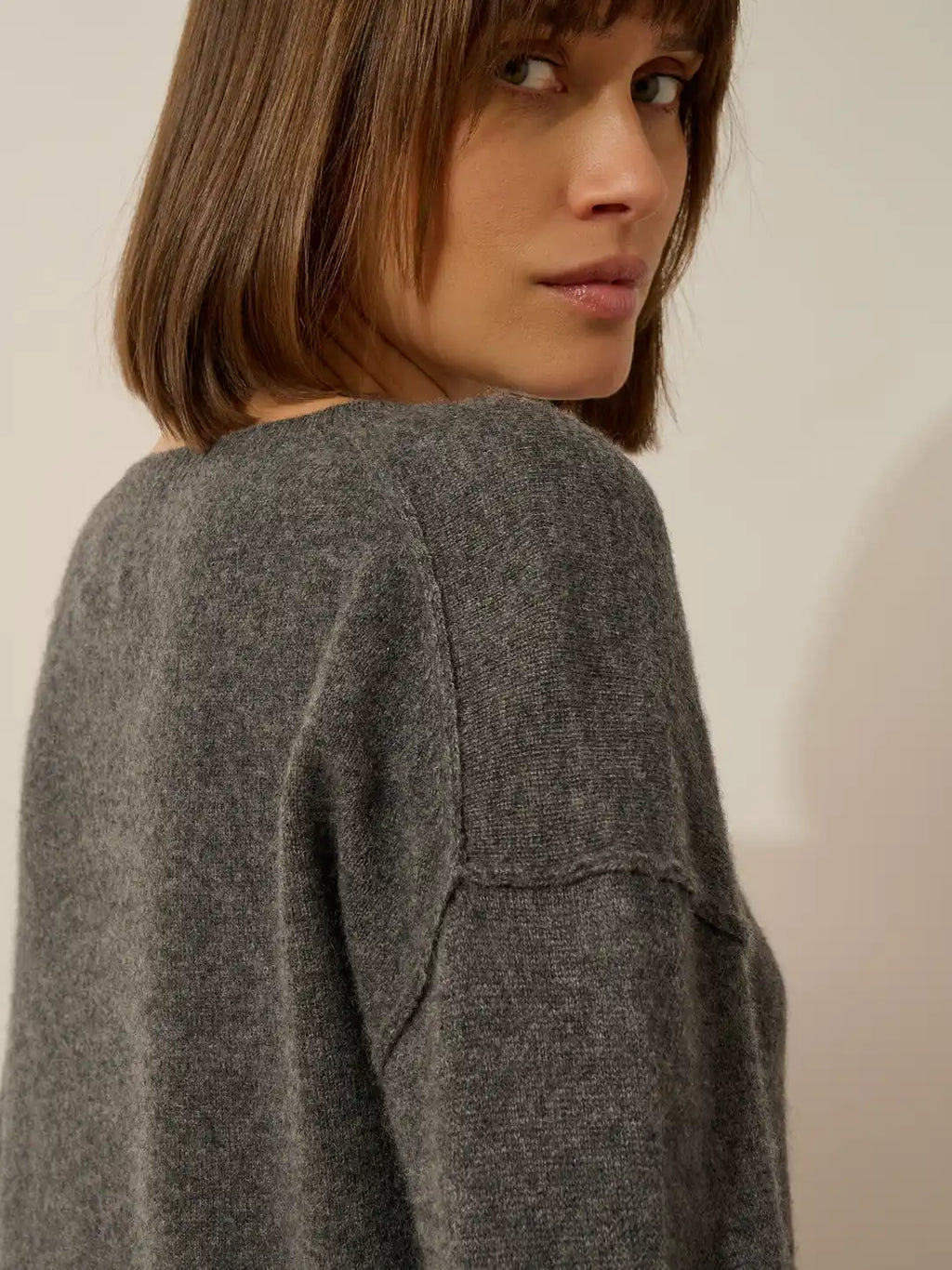 TESS Pull Col Rond Anthracite Chiné