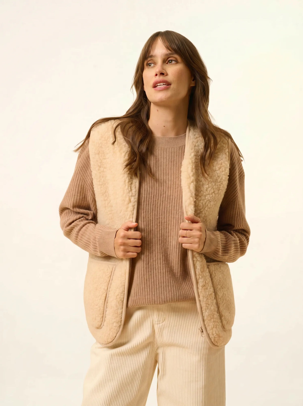 CHARLINE Pullover Rundhalsausschnitt Camel meliert