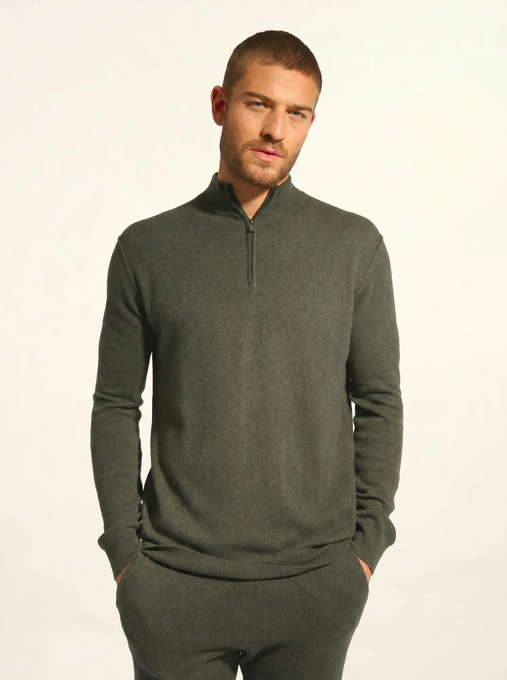 NOUR Sweater Trucker Neck Heather Khaki