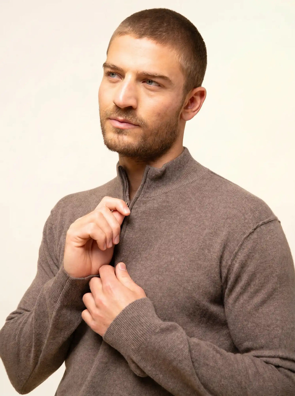 NOUR Pull Camionneur Taupe Chiné