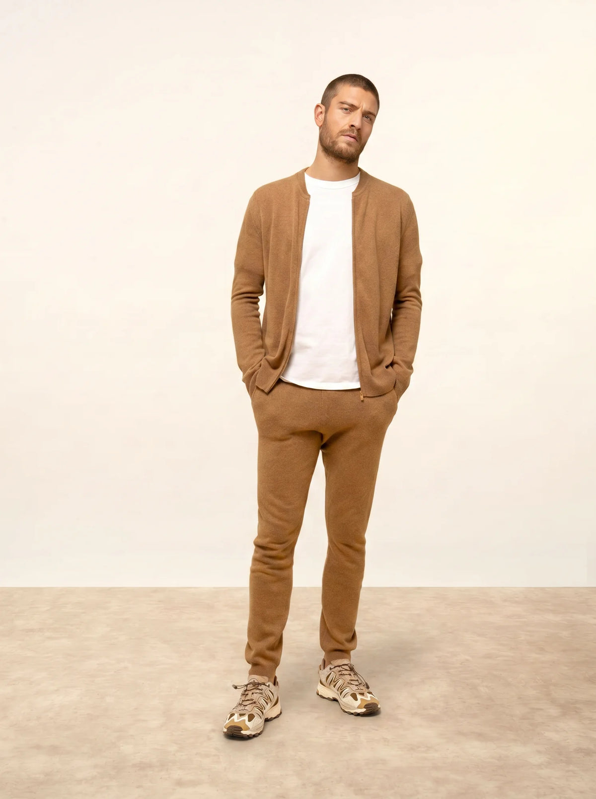 POLNOON Gilet Zippé Col Mao Noisette