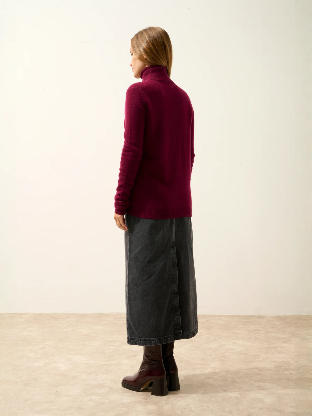 AYR Gilet Zippé Col Montant Bordeaux