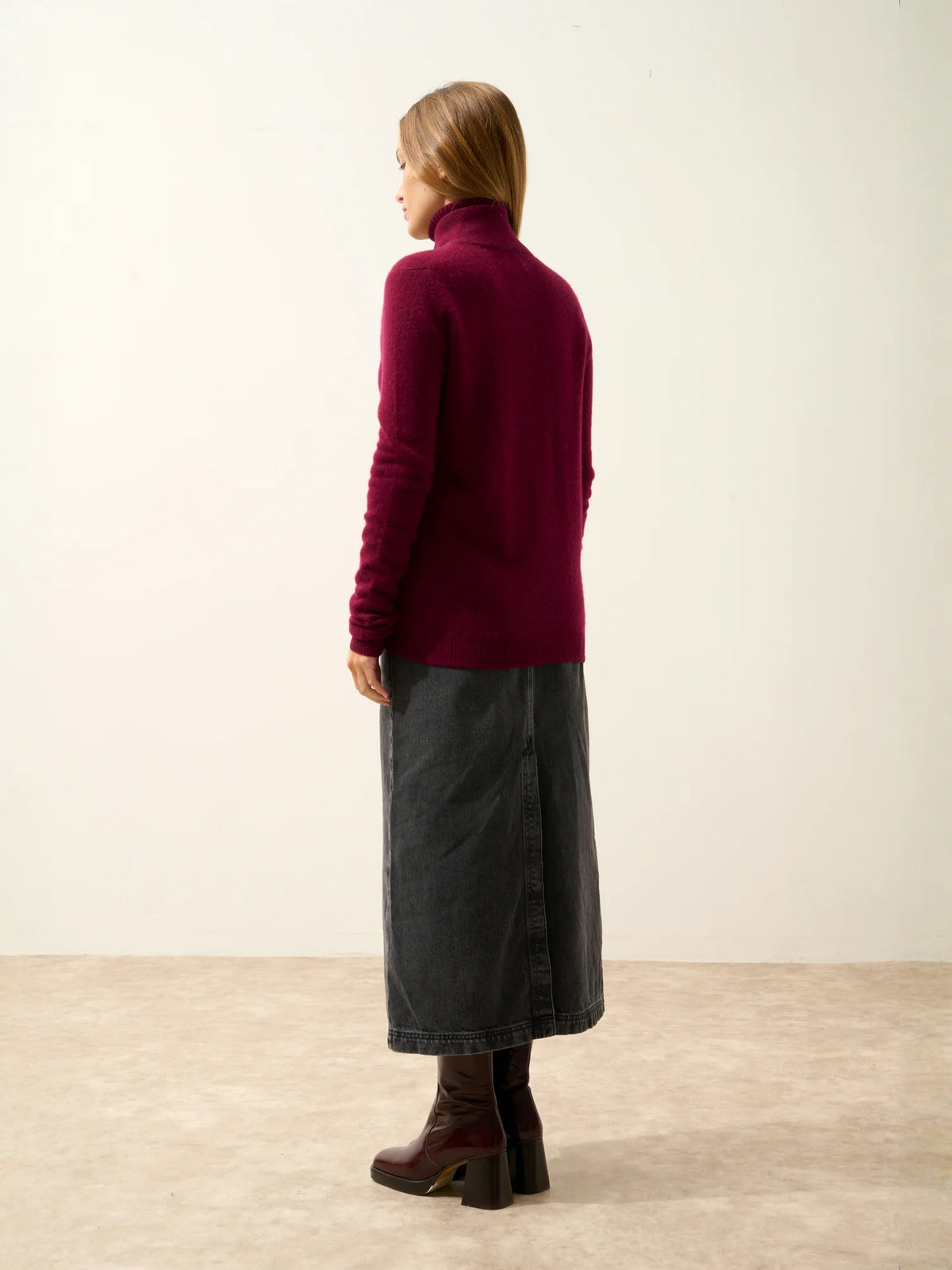 AYR Gilet Zippé Col Montant Bordeaux