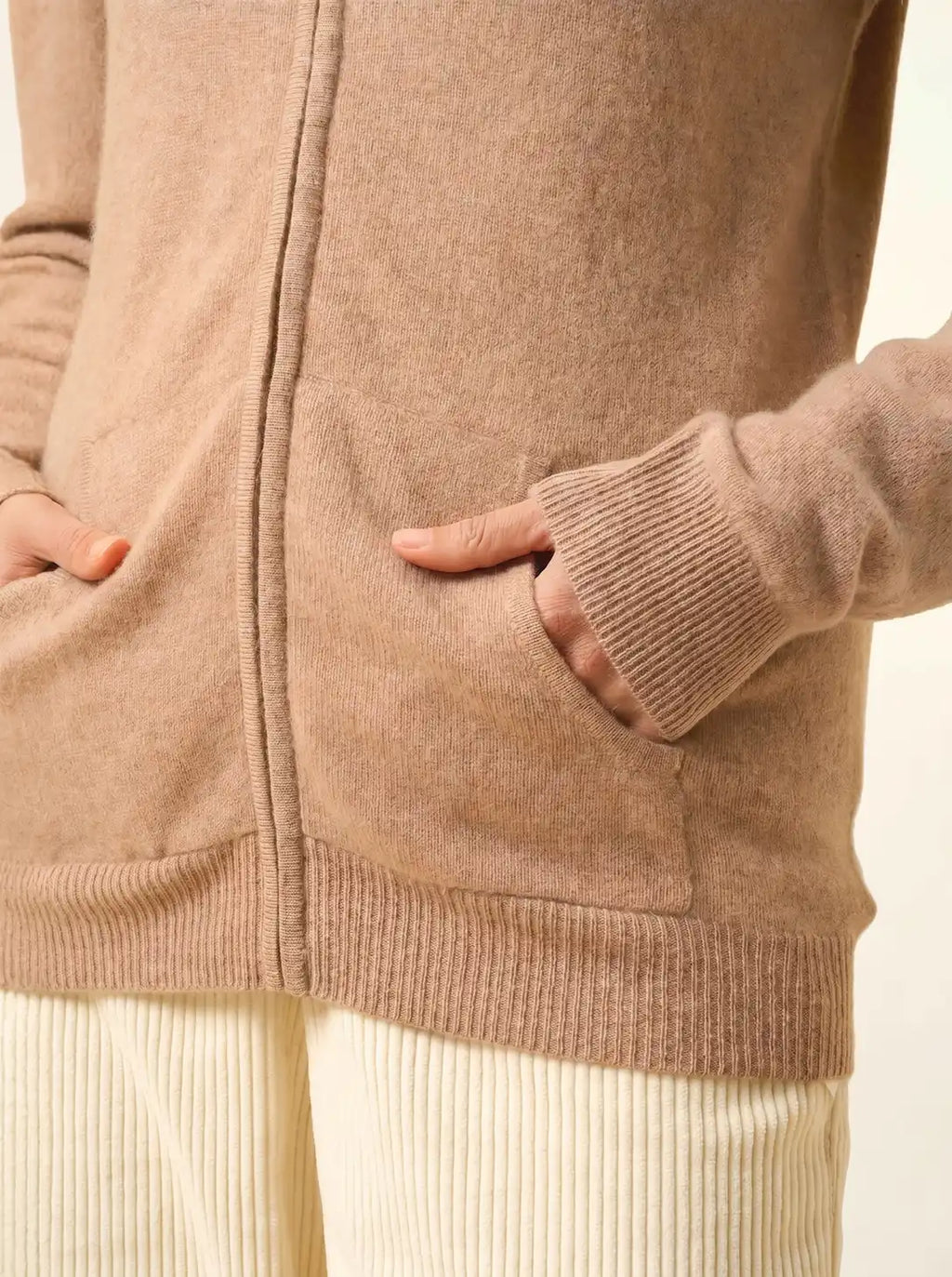 AYR Gilet Zippé Col Montant Camel Chiné