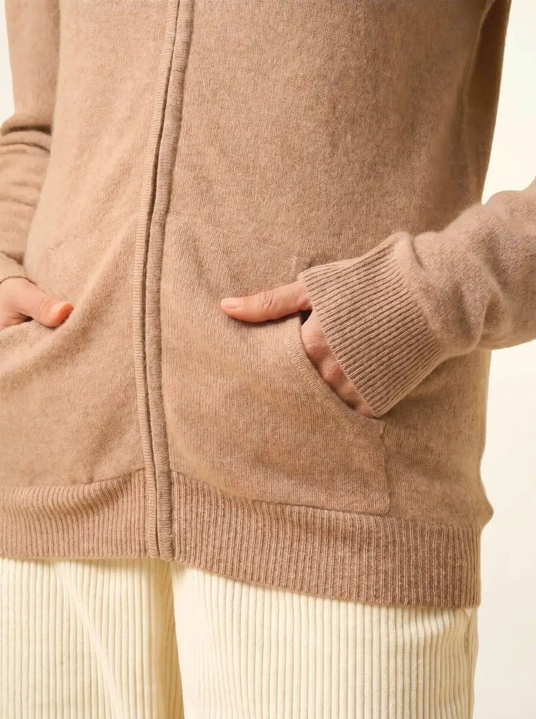 AYR Gilet Zippé Col Montant Camel Chiné